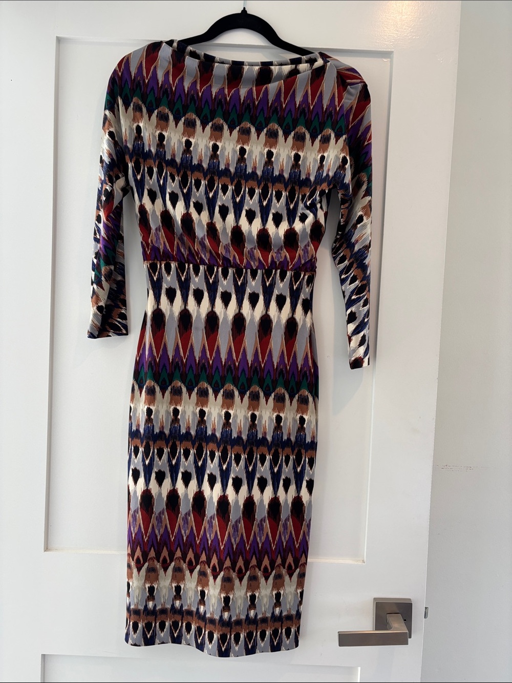 Badgley Mischka multicolor Ikat-Print Midi Dress in XS